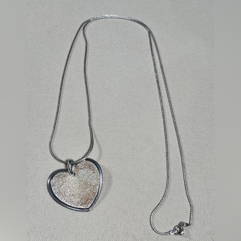 Milor Italy Sterling Silver 925 Sandblast Finish Semi Folded Heart Charm Pendant